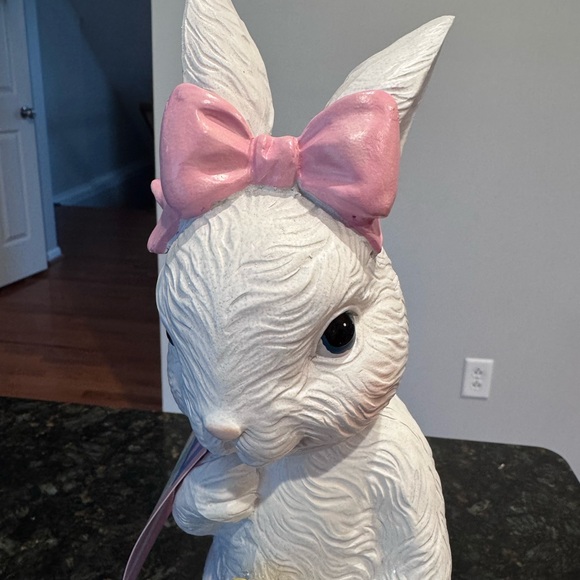 Easter Bunny With Pink Bow And Cupcakes Sweet Treats Spring Easter Decor - Picture 3 of 7